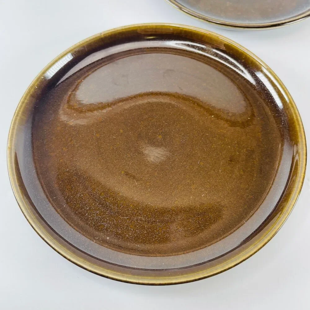 VTG Russell Wright Steubenville American Modern MCM Brown Cup Saucer Plate Lot